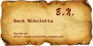Beck Nikoletta névjegykártya